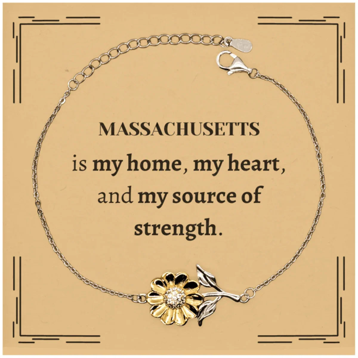 Massachusetts is my home Gifts, Lovely Massachusetts Birthday Christmas Sunflower Bracelet For People from Massachusetts, Men, Women, Friends