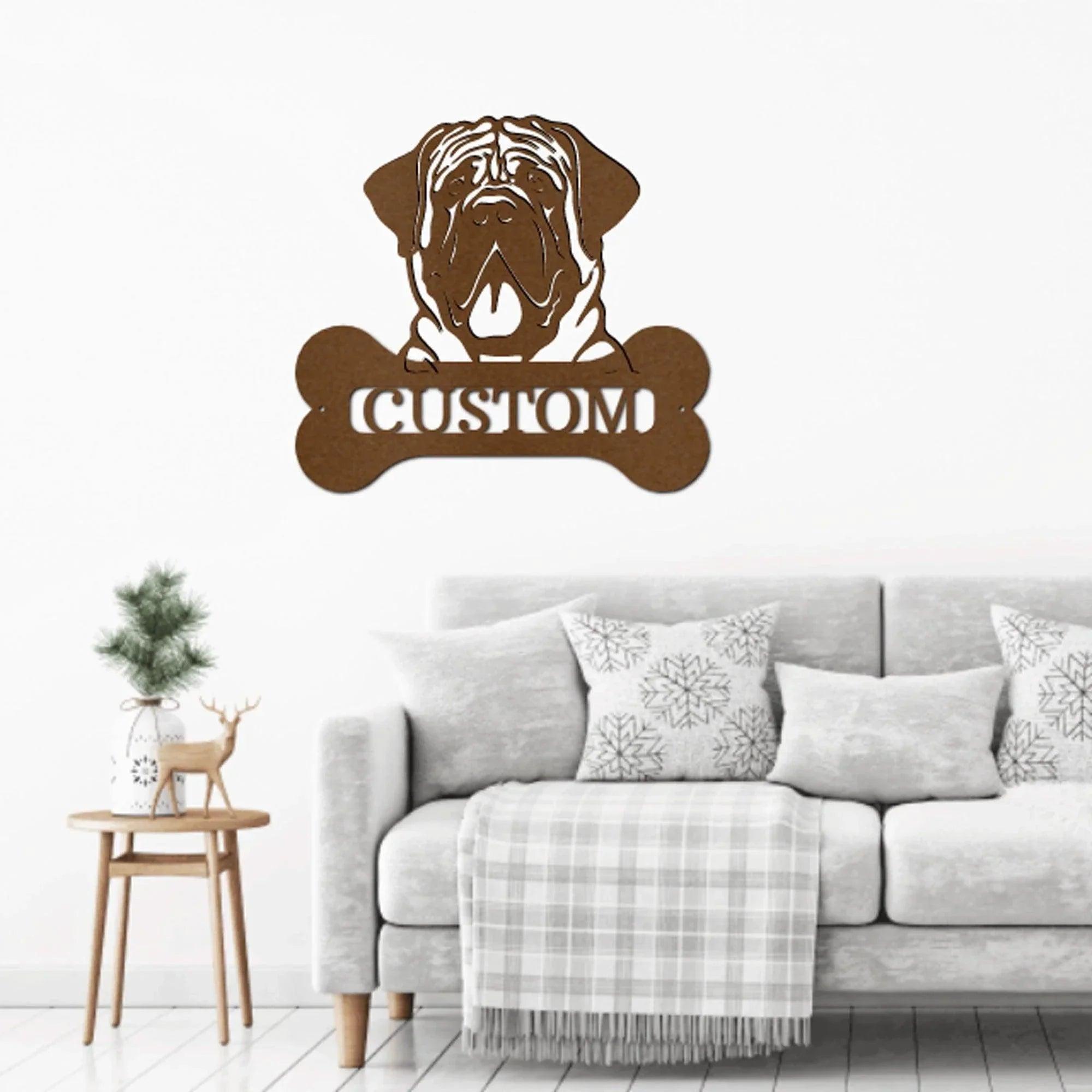 Mastiff Dog Custom Name Metal Art Wall Sign