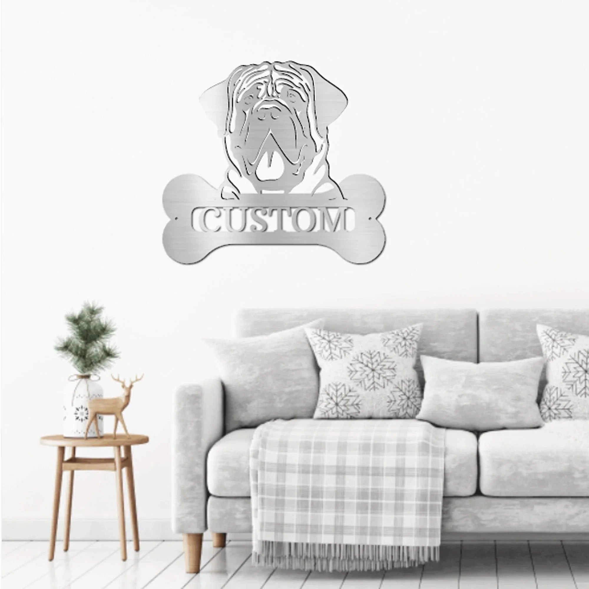 Mastiff Dog Custom Name Metal Art Wall Sign
