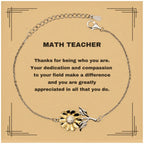 Math Teacher Sunflower Bracelet - Thanks for being who you are - Birthday Christmas Jewelry Gifts Coworkers Colleague Boss