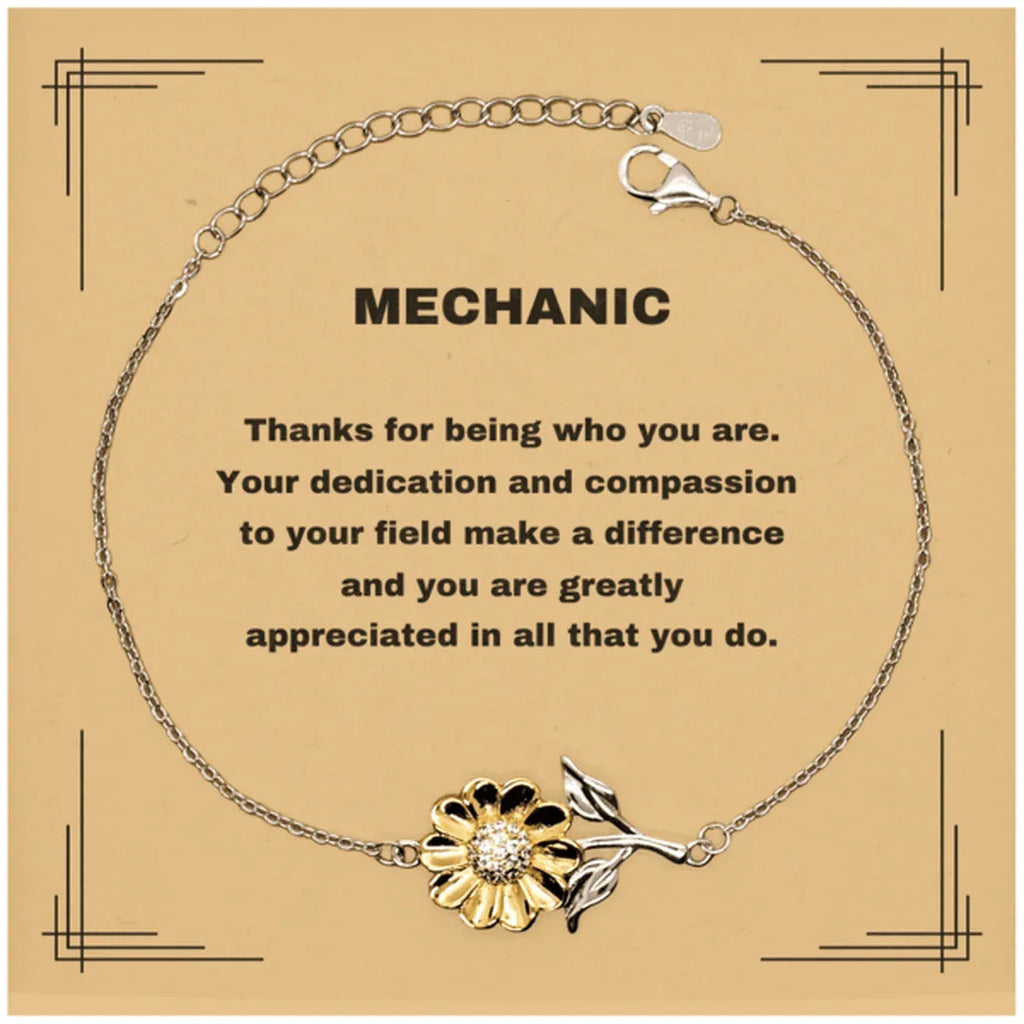 Mechanic Sunflower Bracelet - Thanks for being who you are - Birthday Christmas Jewelry Gifts Coworkers Colleague Boss