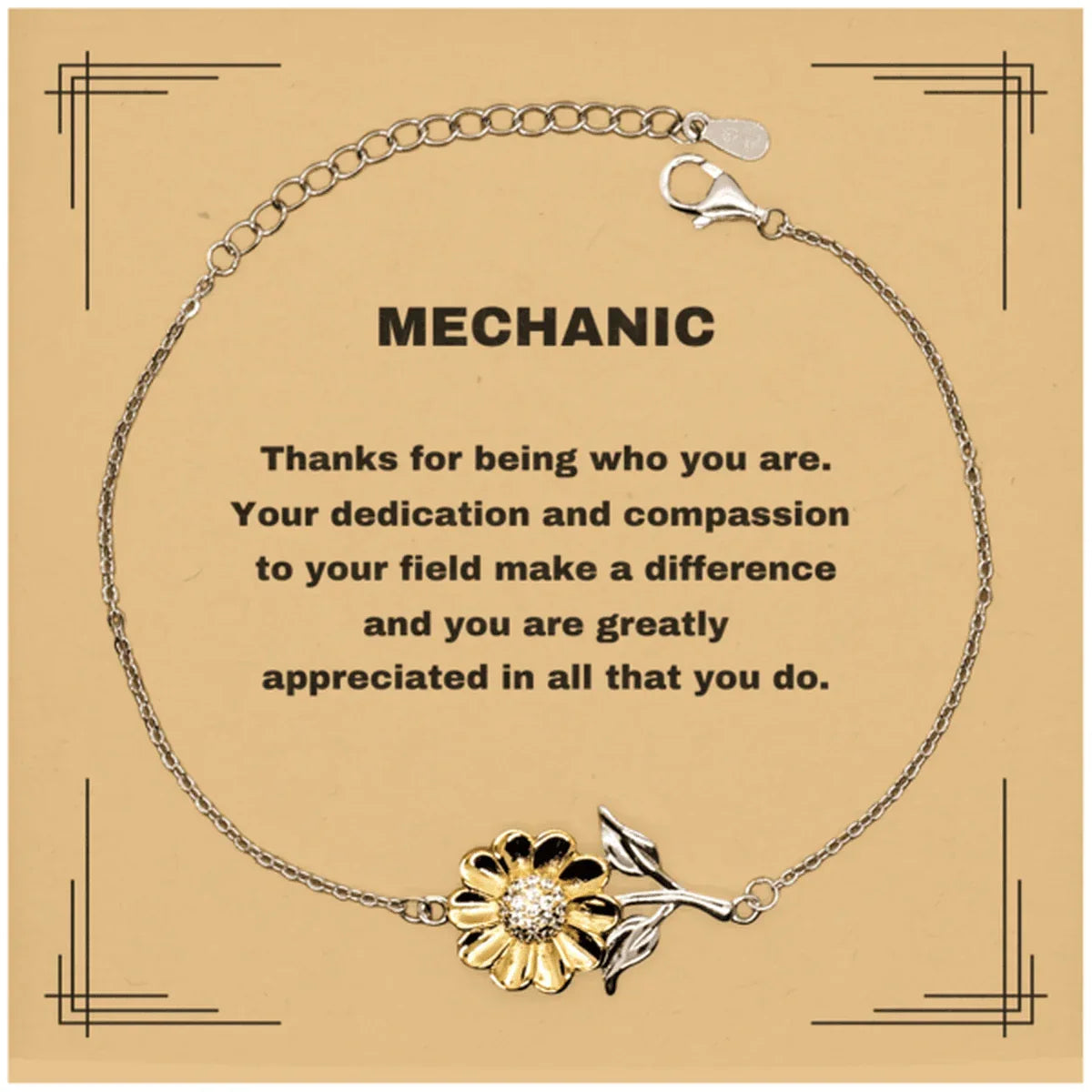 Mechanic Sunflower Bracelet - Thanks for being who you are - Birthday Christmas Jewelry Gifts Coworkers Colleague Boss