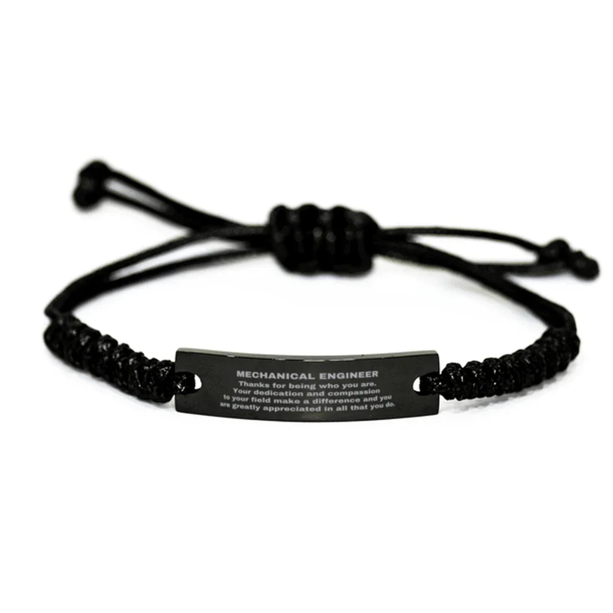 Mechanical Engineer Black Braided Leather Rope Engraved Bracelet - Thanks for being who you are - Birthday Christmas Jewelry Gifts Coworkers Colleague Boss