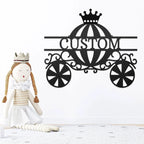 Princess Cinderella Pumpkin Carriage Custom Name Metal Art Wall Sign