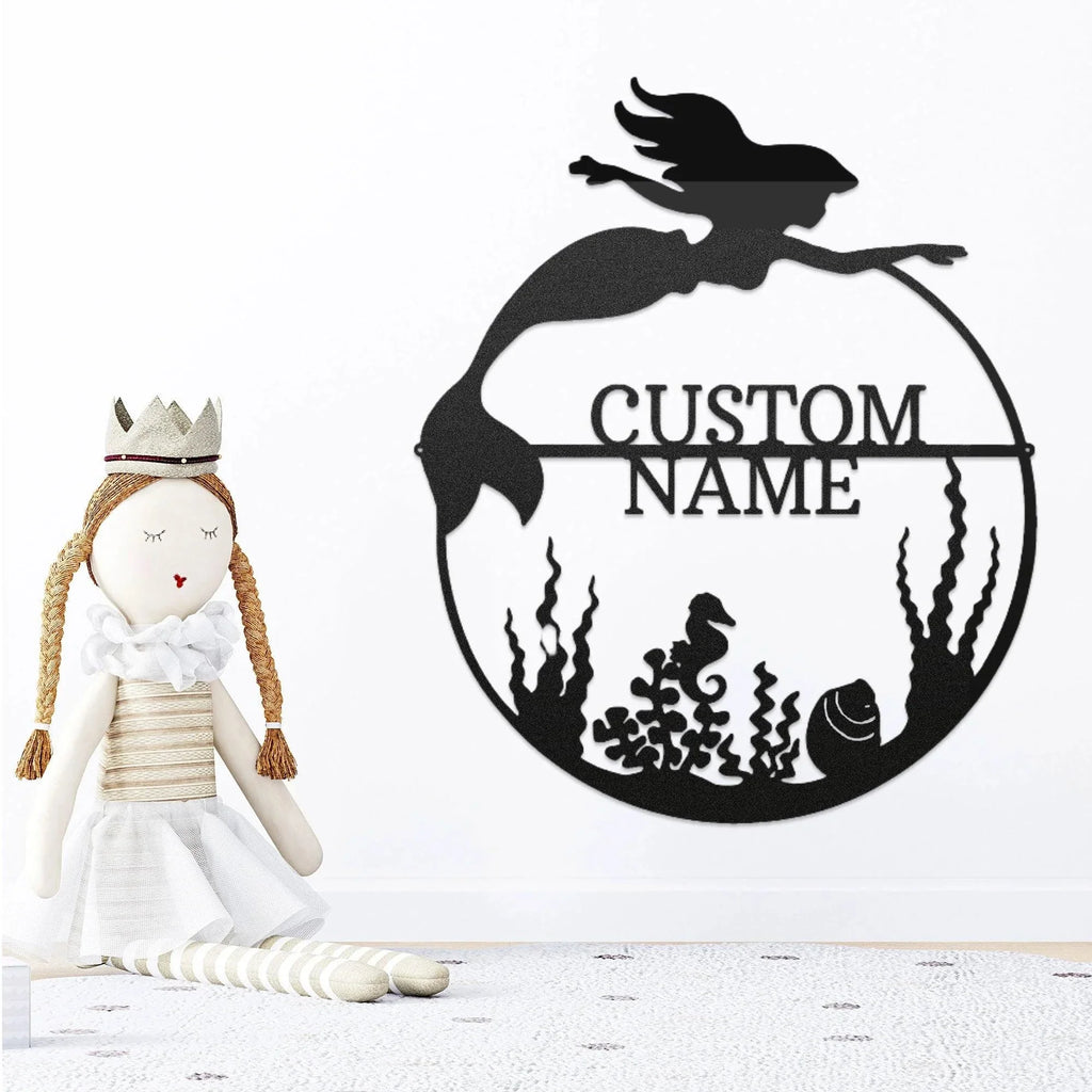 Mermaid Custom Name Metal Art Wall Sign