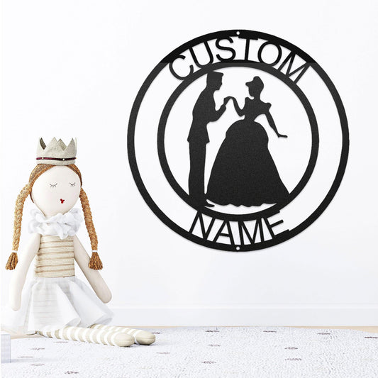 Prince and Princess Custom Name Metal Art Steel Wall Sign - Mallard Moon Gift Shop