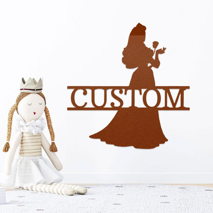 Princess Aurora Personalized Metal Art Wall Sign - Mallard Moon Gift Shop