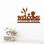 Candlestick and Teacup Beauty and the Beast Characters Welcome Custom Name Metal Art Wall Sign