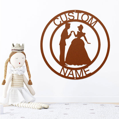 Prince and Princess Custom Name Metal Art Steel Wall Sign - Mallard Moon Gift Shop
