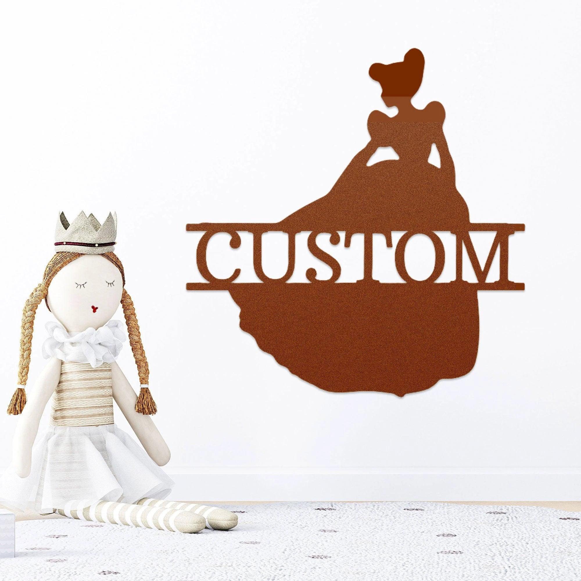 Princess Cinderella Personalized Name Metal Art Wall Sign
