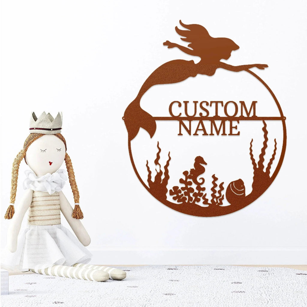 Mermaid Custom Name Metal Art Wall Sign