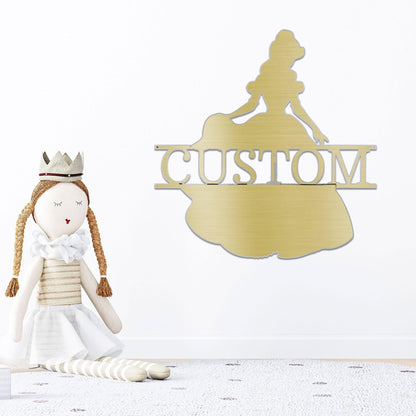 Princess Belle Personalized Name Metal Art Wall Sign - Mallard Moon Gift Shop