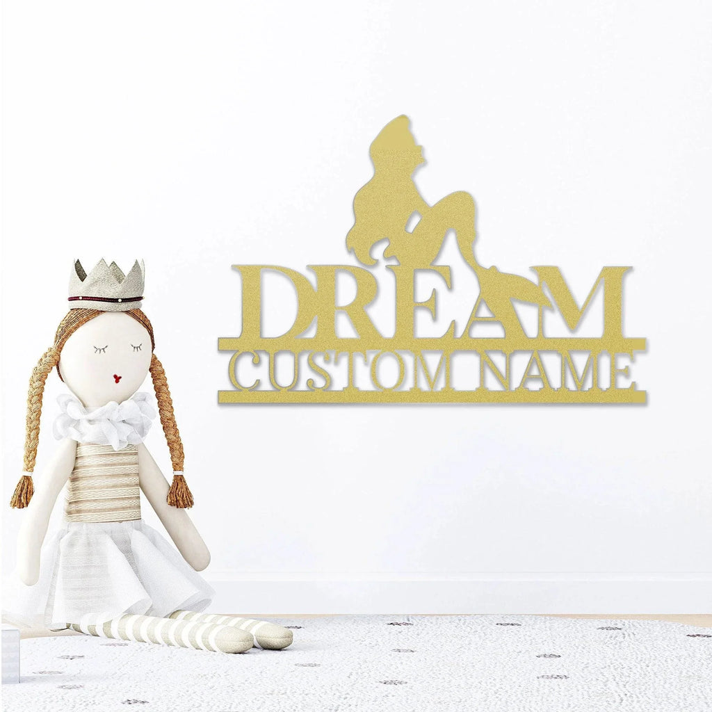 Mermaid Dreams Custom Name Metal Art Wall Sign
