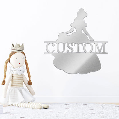 Princess Belle Personalized Name Metal Art Wall Sign - Mallard Moon Gift Shop