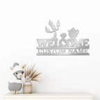 Candlestick and Teacup Beauty and the Beast Characters Welcome Custom Name Metal Art Wall Sign