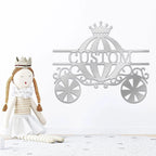 Princess Cinderella Pumpkin Carriage Custom Name Metal Art Wall Sign