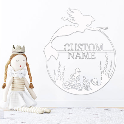 Mermaid Custom Name Metal Art Wall Sign - Mallard Moon Gift Shop