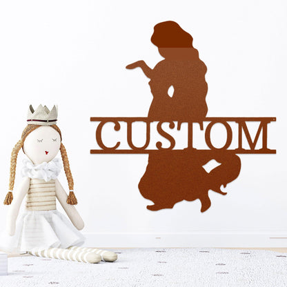 Princess Rapunzel Personalized Name Metal Art Wall Sign - Mallard Moon Gift Shop