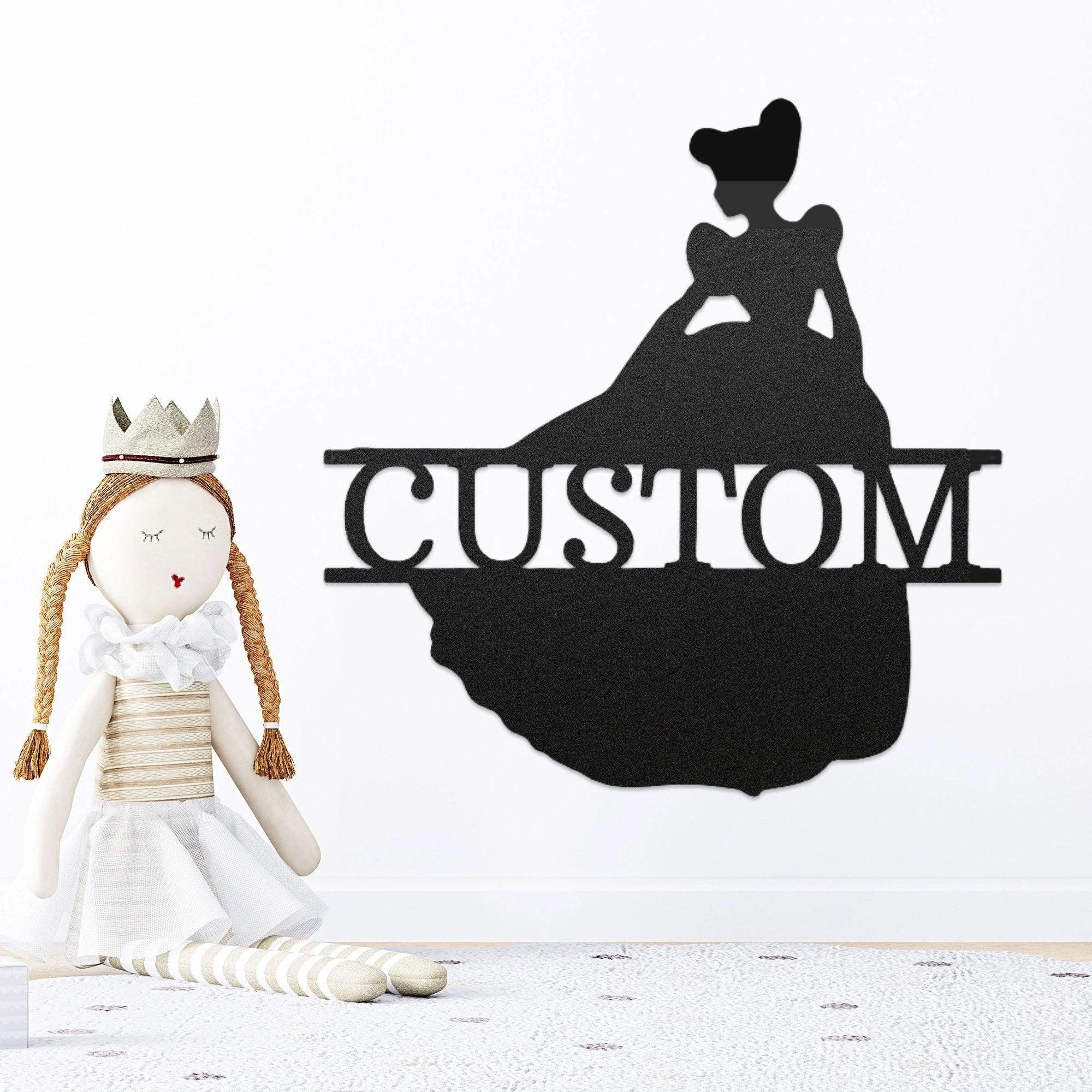 Princess Cinderella Personalized Name Metal Art Wall Sign