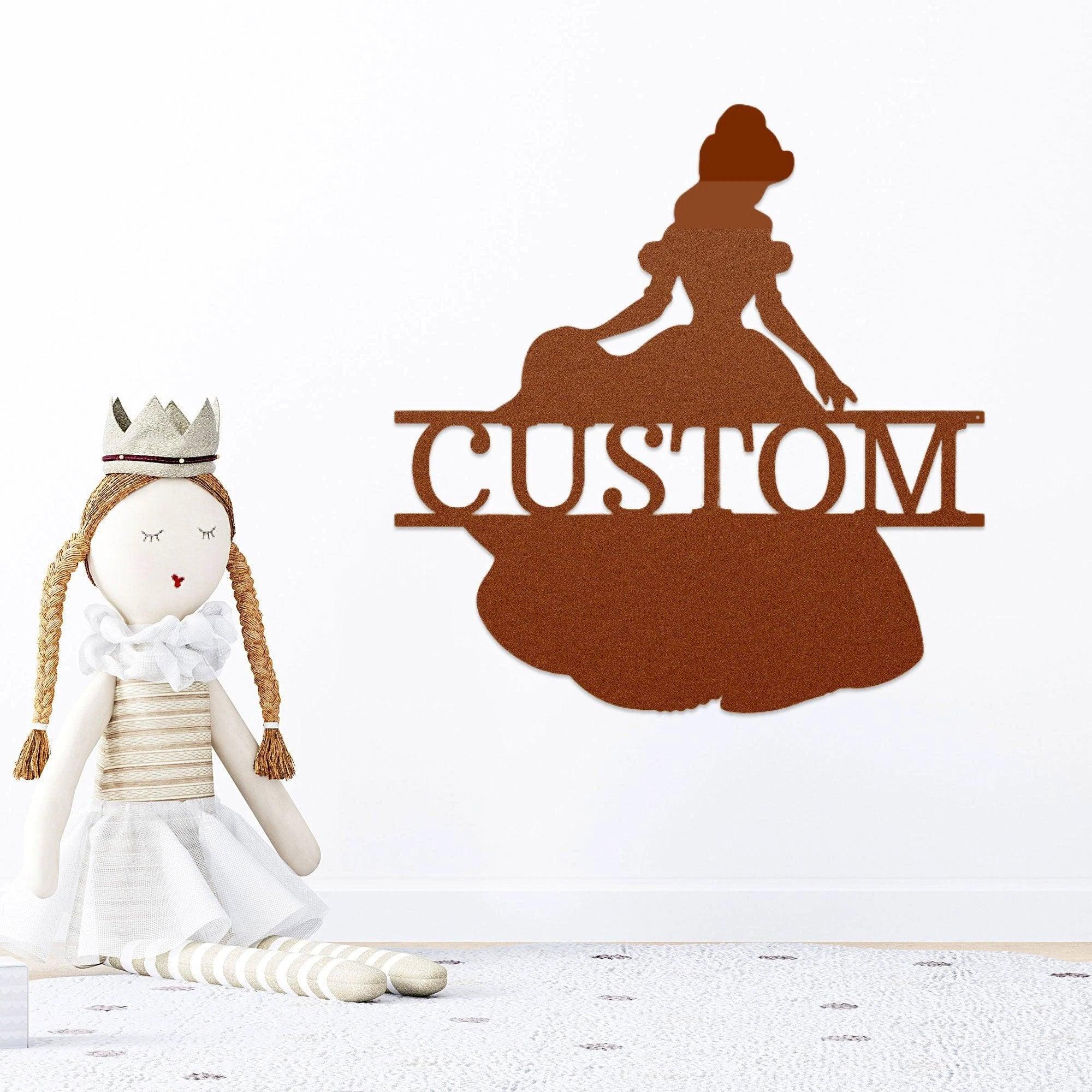 Princess Belle Personalized Name Metal Art Wall Sign
