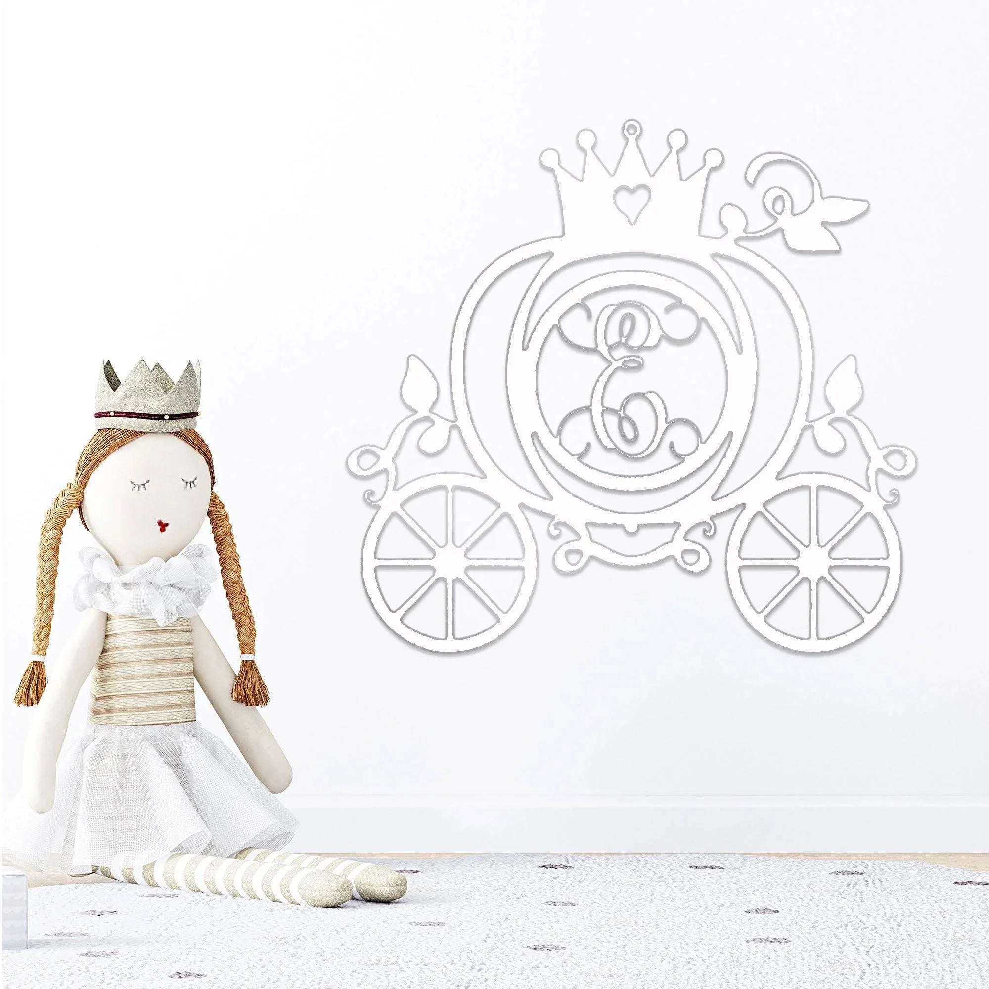 Cinderella Princess Pumpkin Carriage Custom Initial Metal Art Wall Sign Decor