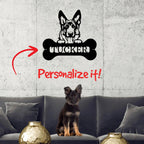 German Sheperd Custom Name Metal Art Wall Sign