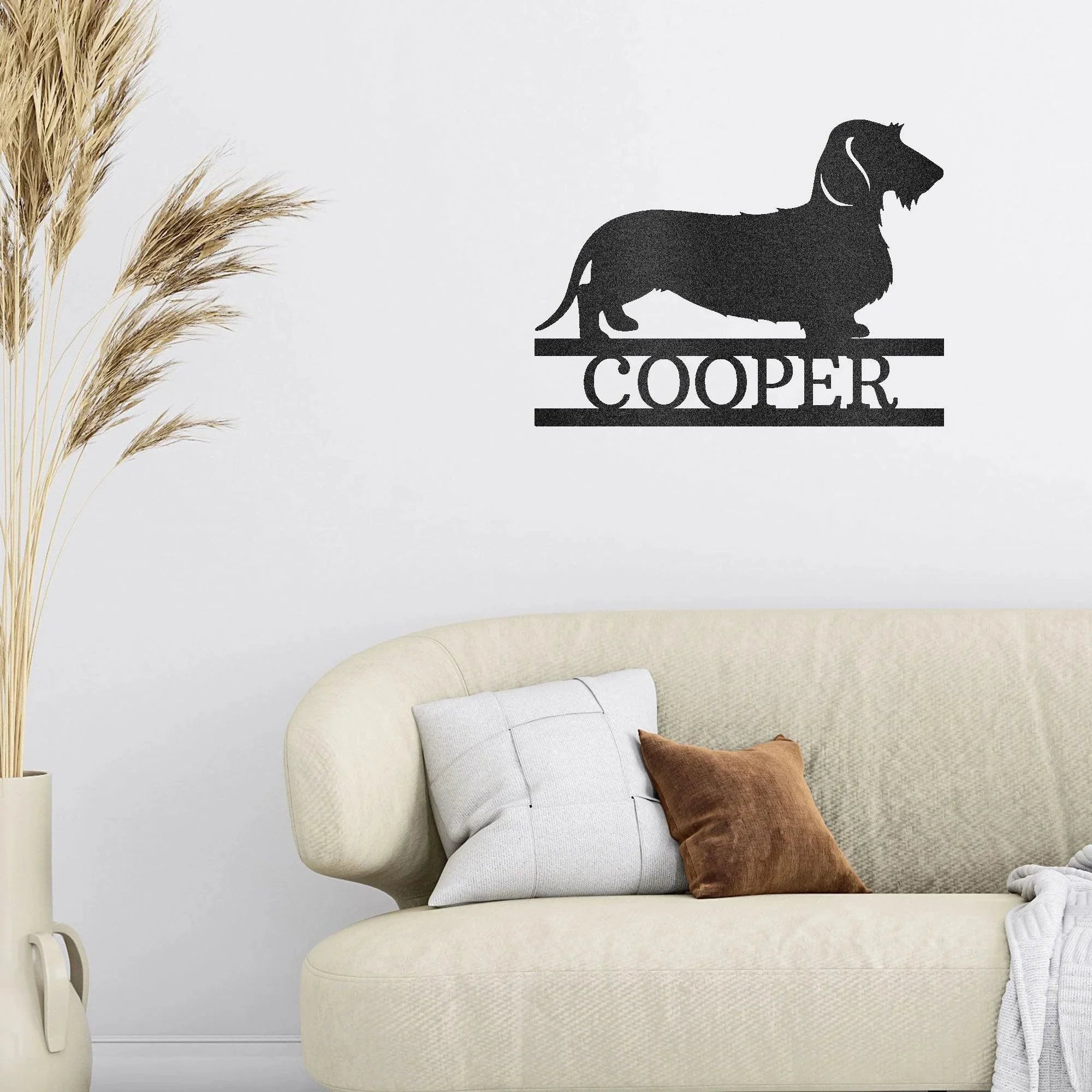 Dachshund Wire Haired Custom Name Metal Wall Sign