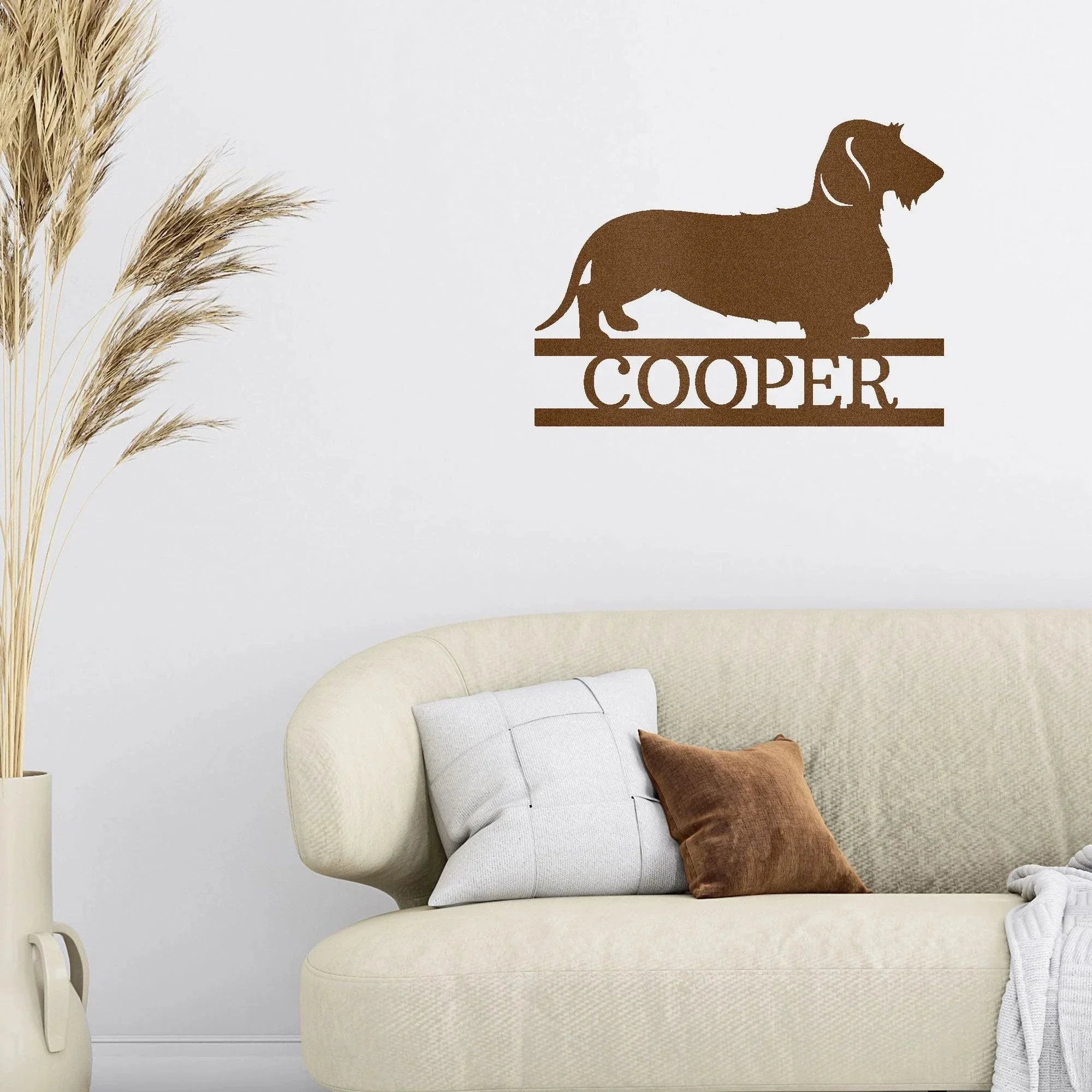 Dachshund Wire Haired Custom Name Metal Wall Sign