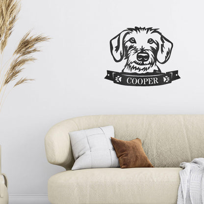 Dachshund Face Wire-haired Custom Name Metal Art Wall Sign - Mallard Moon Gift Shop