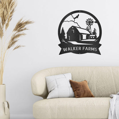 Barn Farmhouse Custom Name Metal Art Wall Sign - Mallard Moon Gift Shop