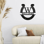 Horseshoe Custom Name and Initial Metal Art Wall Sign