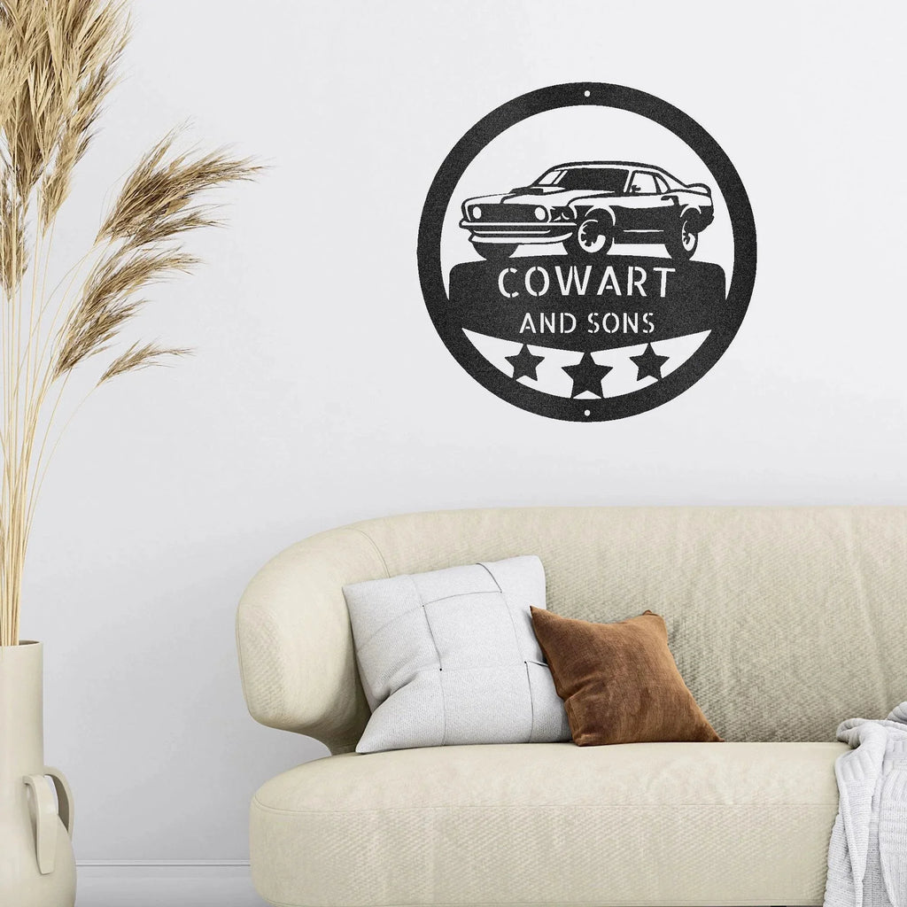 Classic Sports Car Personalized Garage Workshop Man Cave Steel Wall Sign