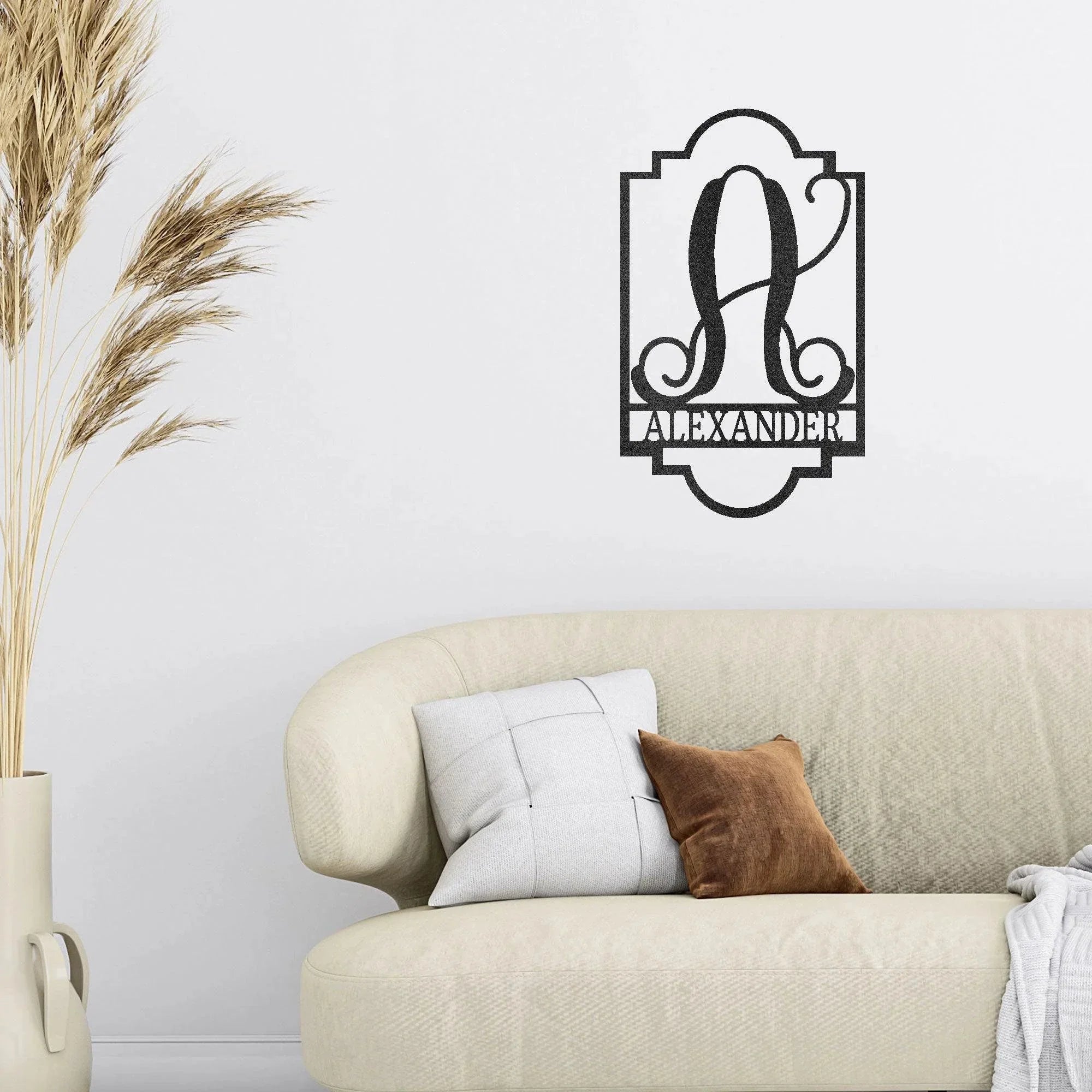 Regal Monogram Custom Name and Initial Metal Wall Art