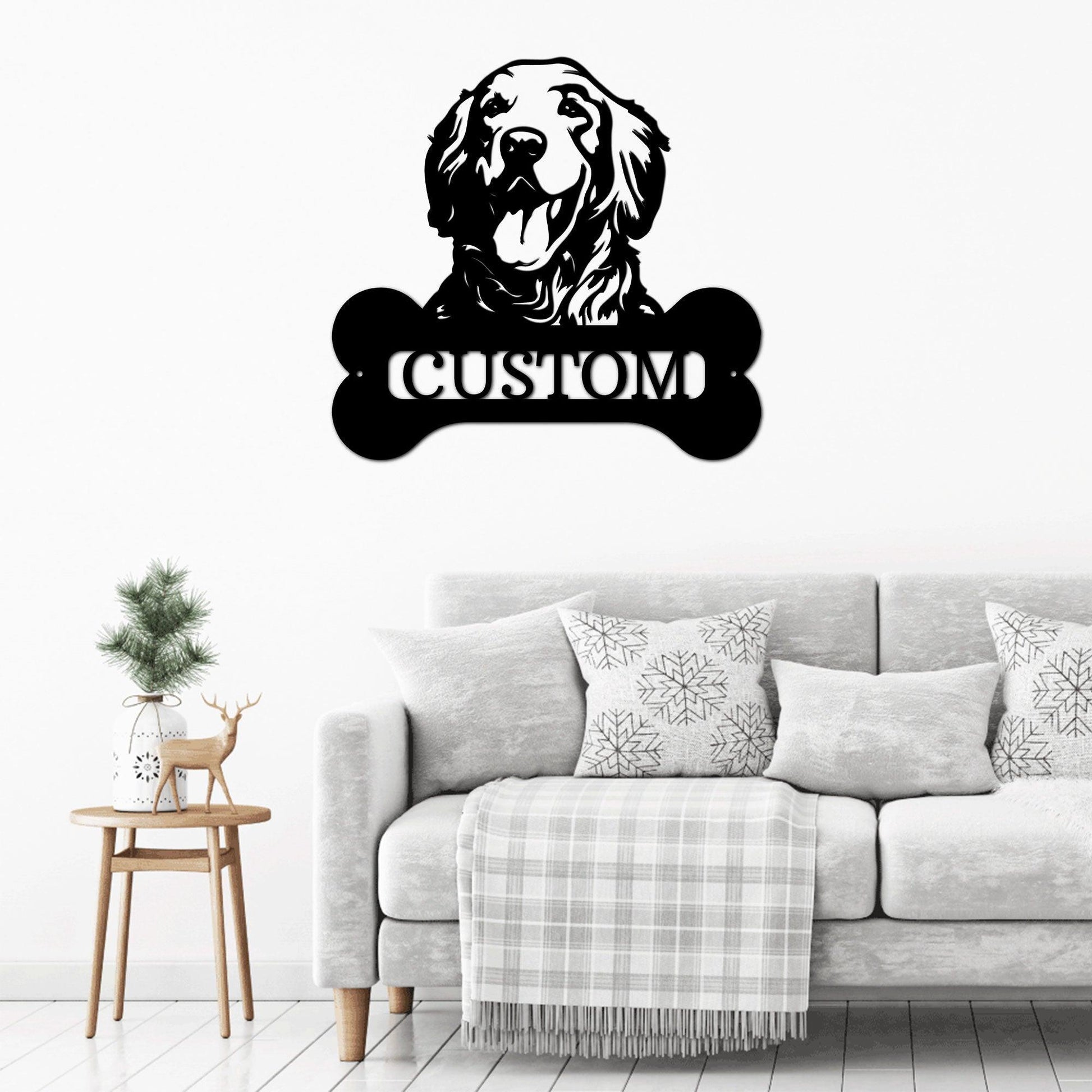 Golden Retriever Dog Custom Name Metal Art Wall Sign - Mallard Moon Gift Shop