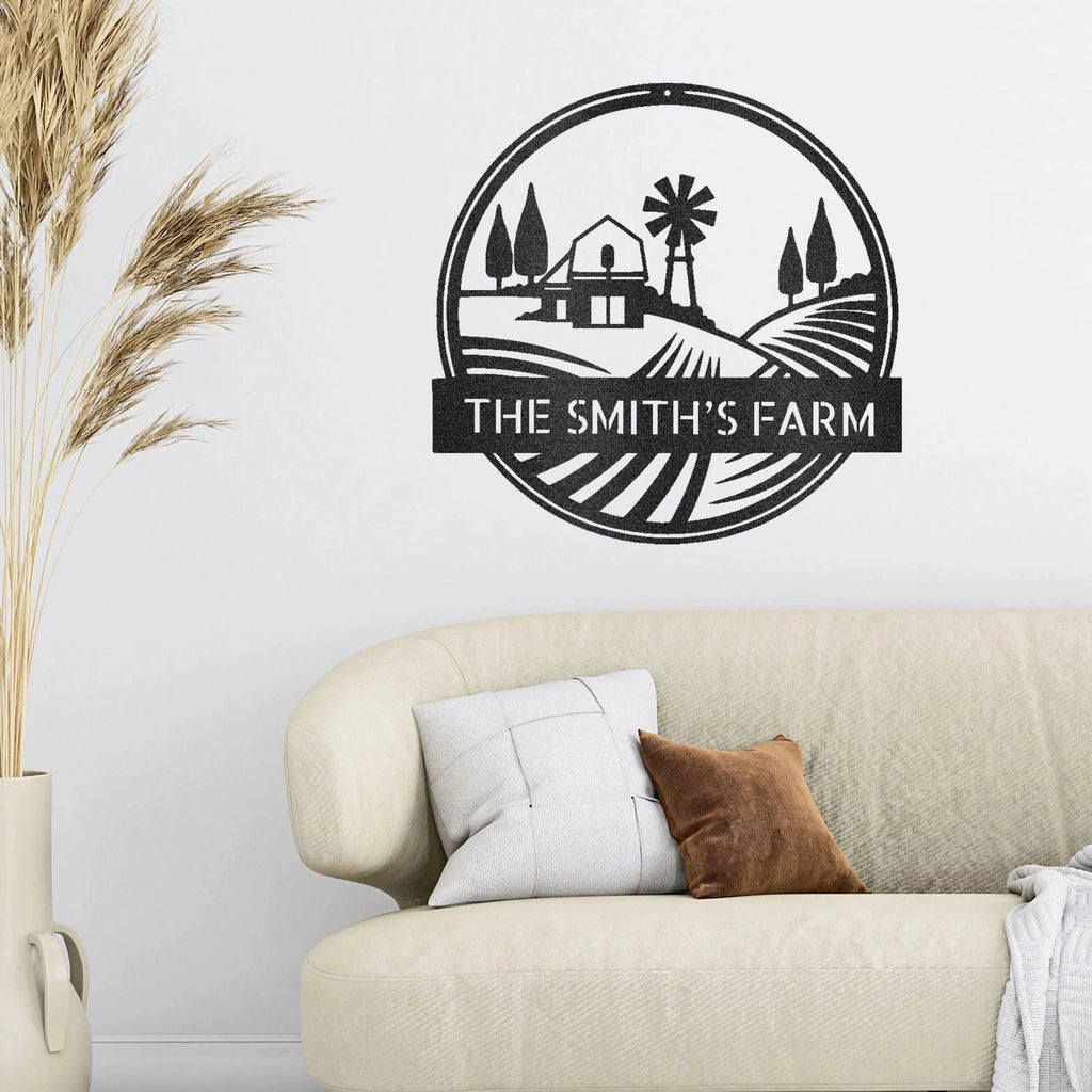 Farm Scene Custom Name Steel Wall Sign Metal Art