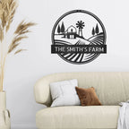 Farm Scene Custom Name Steel Wall Sign Metal Art