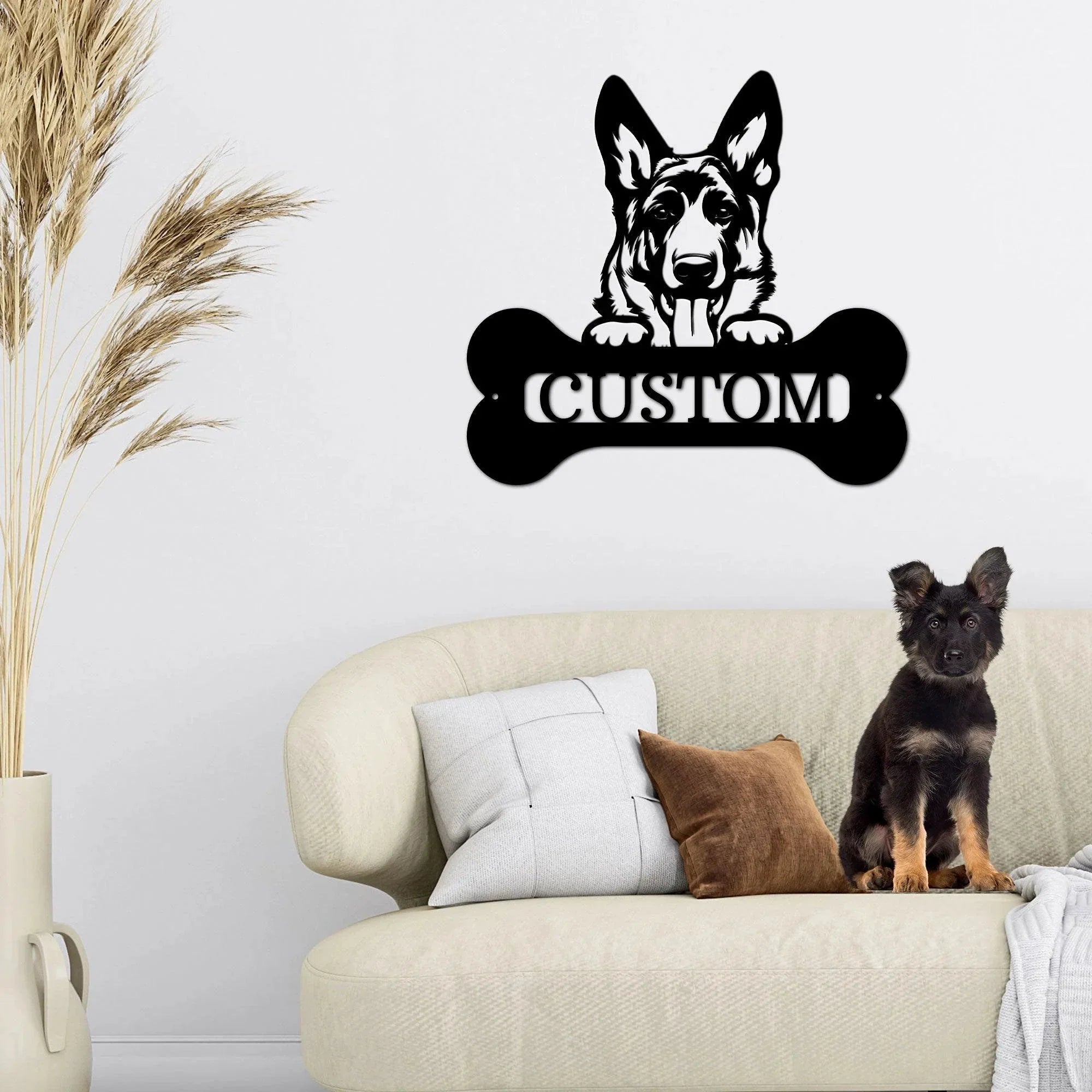 German Sheperd Custom Name Metal Art Wall Sign