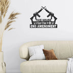 Patriotic Metal Wall Sign Art - This House Protected by Second Amendment