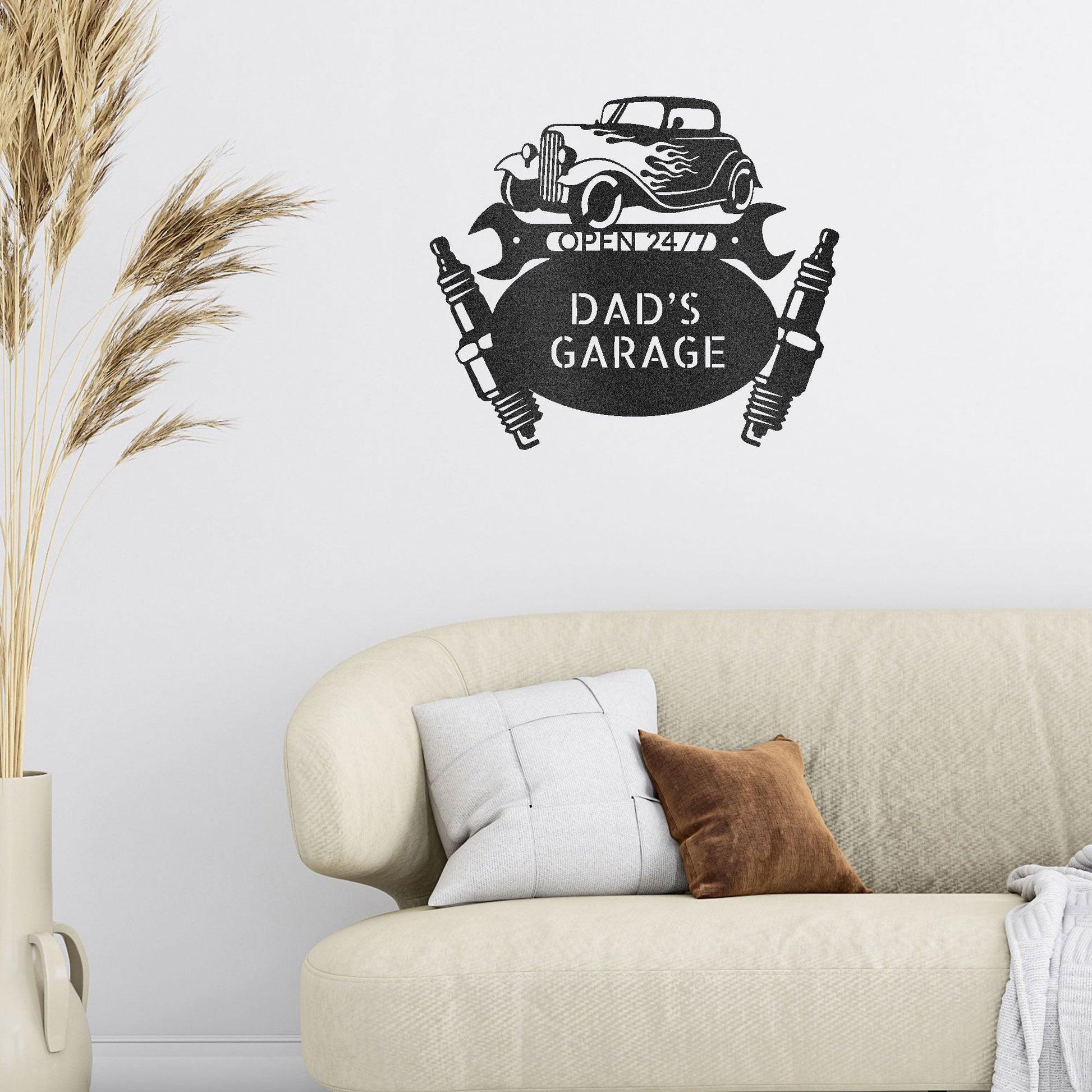 Hot Rod Mechanic Monogram Personalized Indoor Outdoor Steel Wall Sign Metal Art - Mallard Moon Gift Shop
