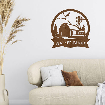 Barn Farmhouse Custom Name Metal Art Wall Sign - Mallard Moon Gift Shop
