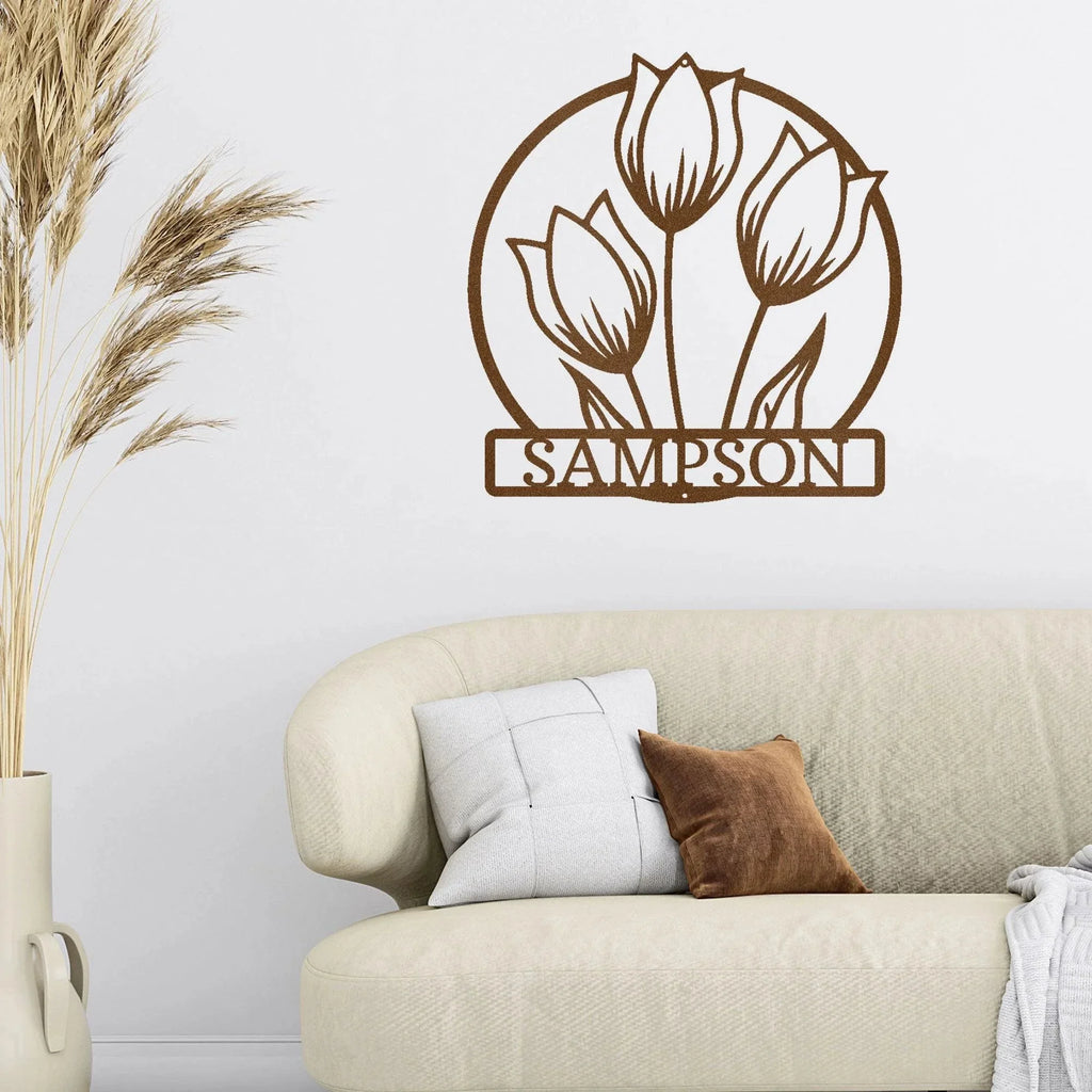 Wild Tulip Custom Name Metal Wall Art