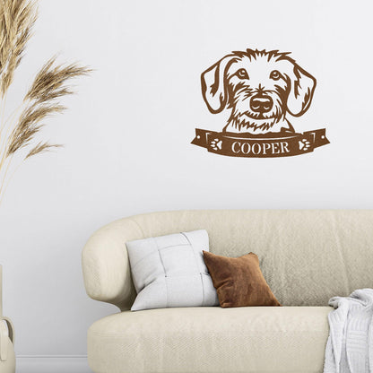 Dachshund Face Wire-haired Custom Name Metal Art Wall Sign - Mallard Moon Gift Shop
