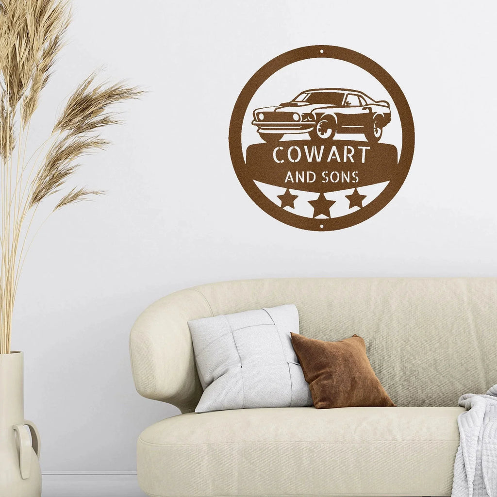 Classic Sports Car Personalized Garage Workshop Man Cave Steel Wall Sign