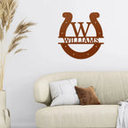 Horseshoe Custom Name and Initial Metal Art Wall Sign