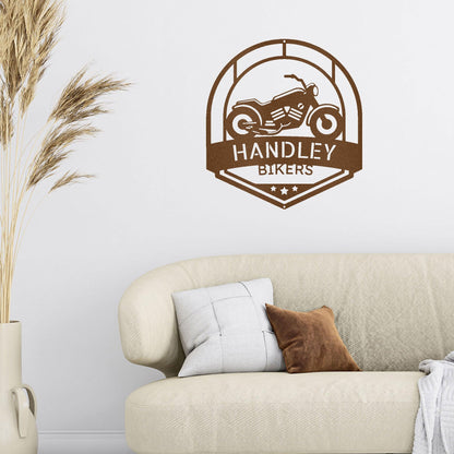Motorcycle Biker Custom Name Steel Wall Sign Metal Art - Mallard Moon Gift Shop