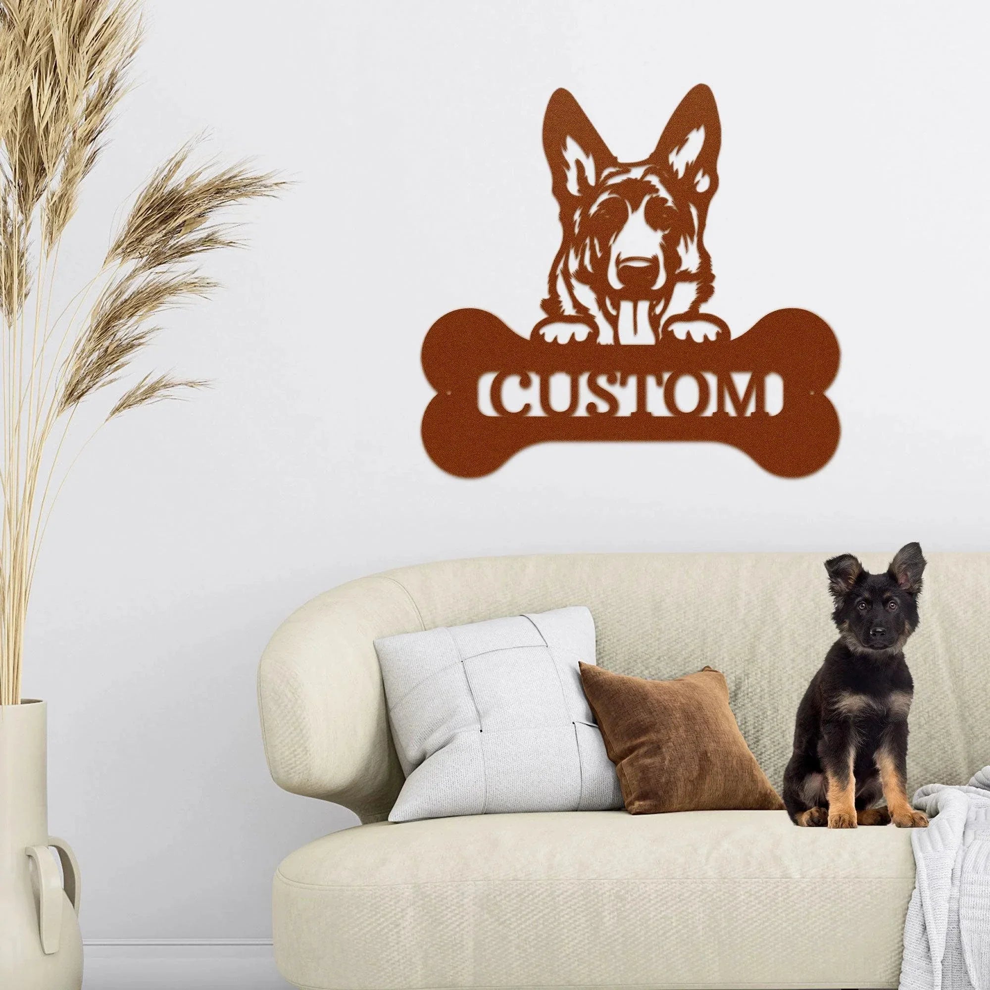 German Sheperd Custom Name Metal Art Wall Sign