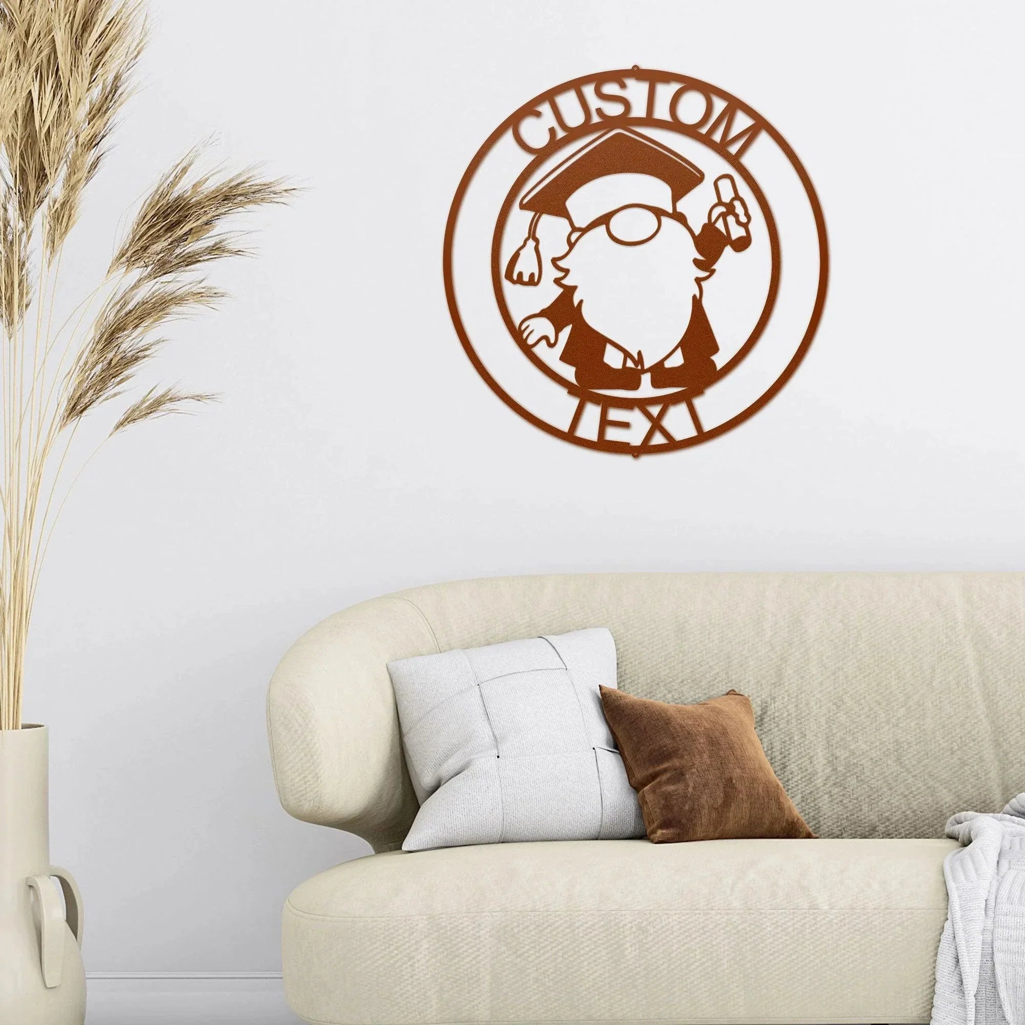 Gnome Graduate Custom Name Metal Art Wall Sign Home Decor