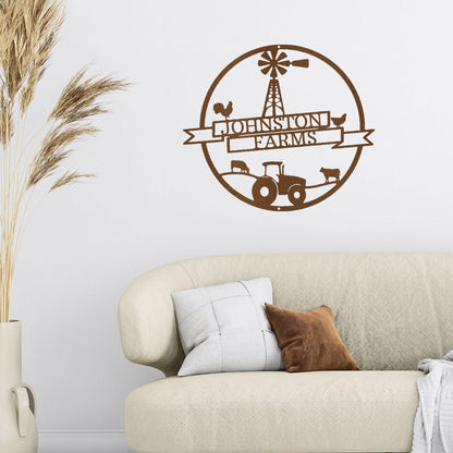 Farm Banner Custom Monogram Metal Sign Wall Art - Mallard Moon Gift Shop
