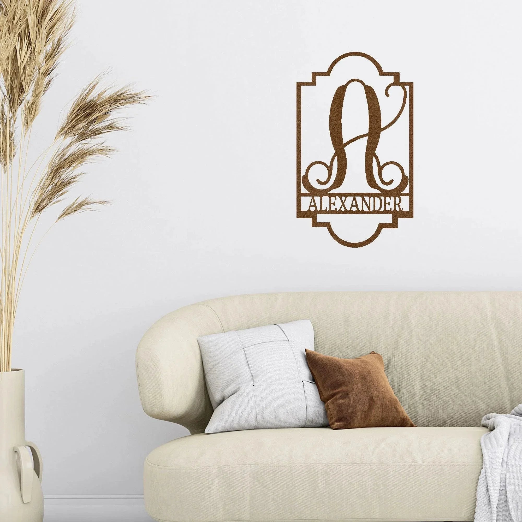 Regal Monogram Custom Name and Initial Metal Wall Art