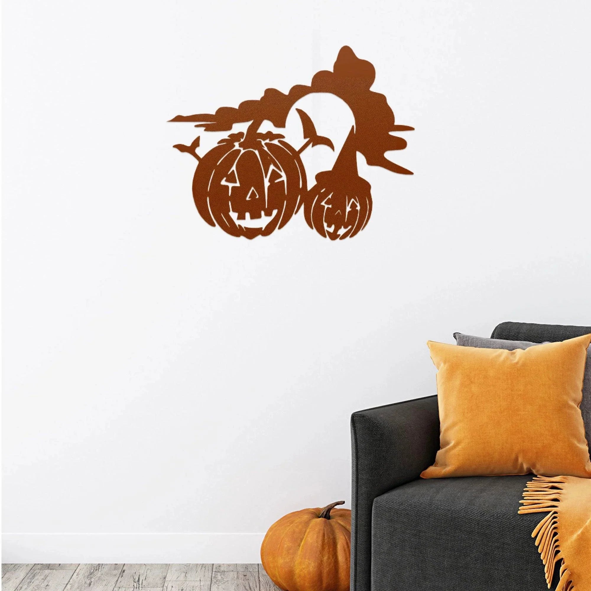 Spooky Halloween Pumpkins Metal Wall Art Sign